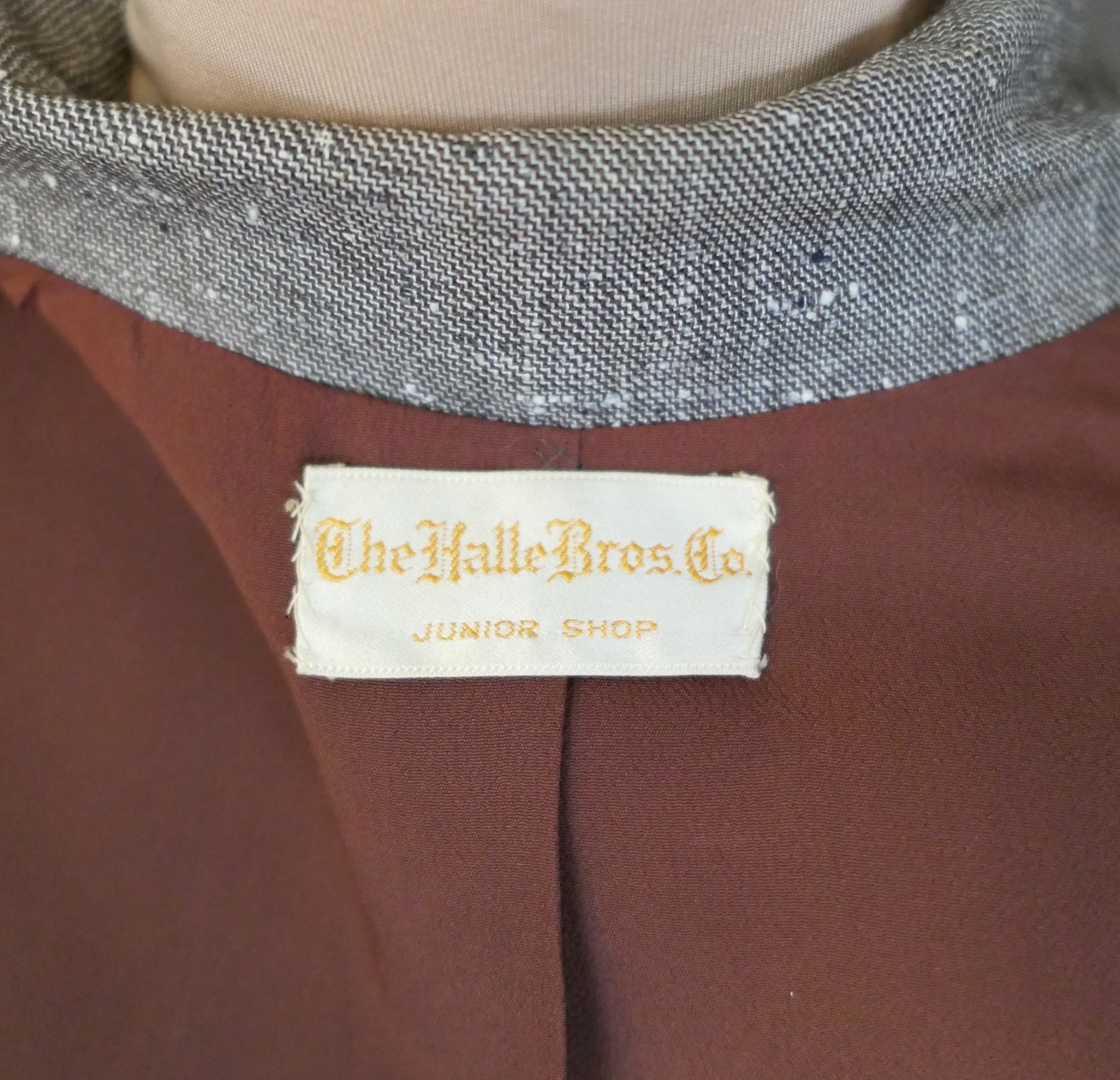 Vintage 1950s Tailored Brown Suit Jacket, 33 bust Junior Size, + damaged skirt