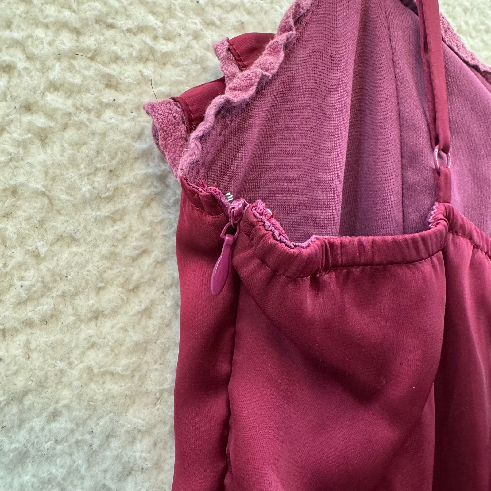 Y2K Vintage Slip Dress Small Wine Burgundy Maroon Red Satin Edwardian Victorian