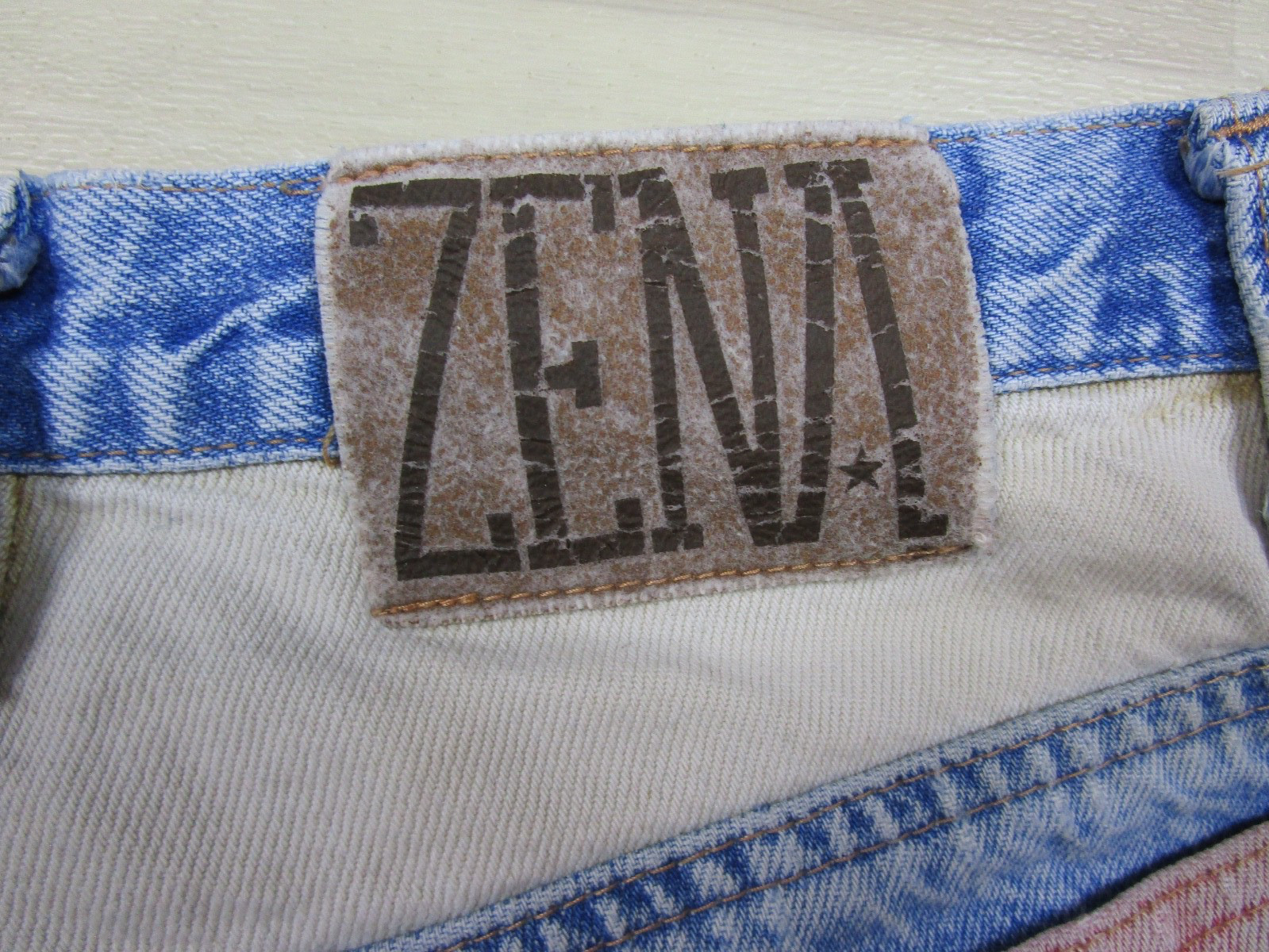 Vintage 90s Zena High Rise Denim Jean Shorts Womens (29″ Waist) Colorblock