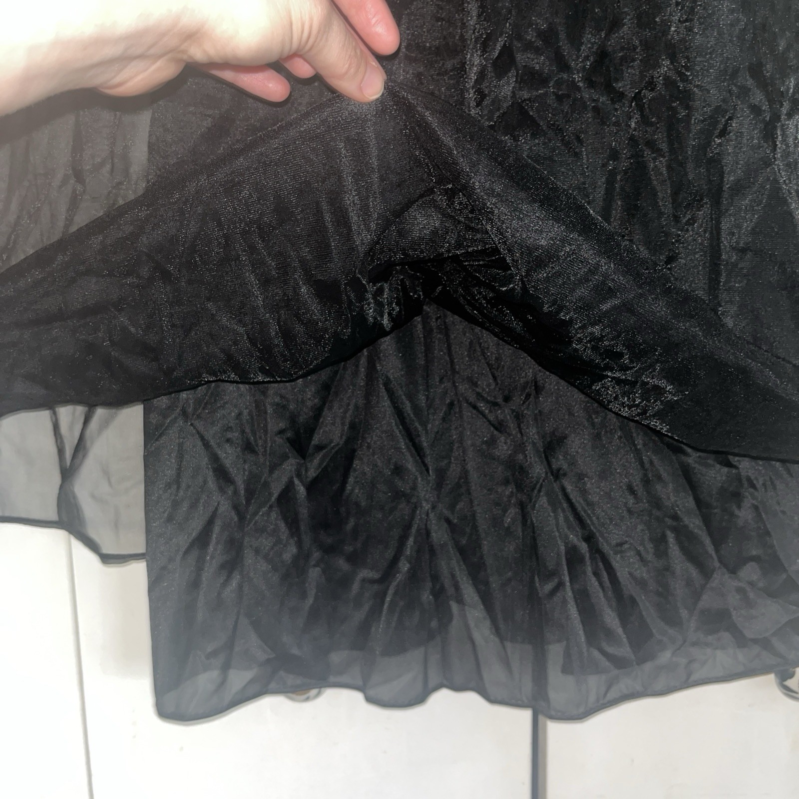 Vintage Vanity Fair Black Chiffon Nightgown Size 30 XS Extra Small Sleeveless