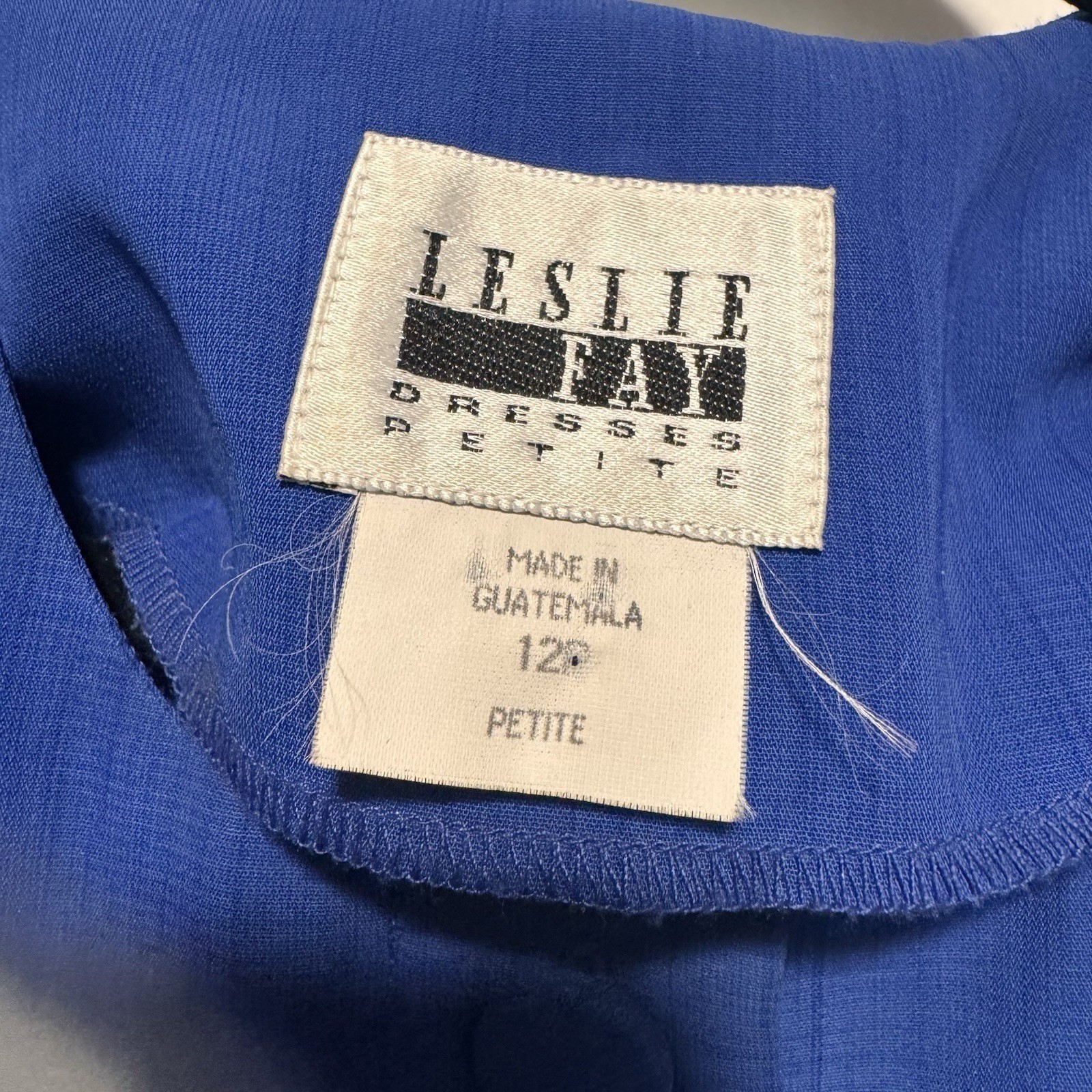 Leslie Fay Pleated Dress Women 12P Blue Vintage 80s Belted Midi Career