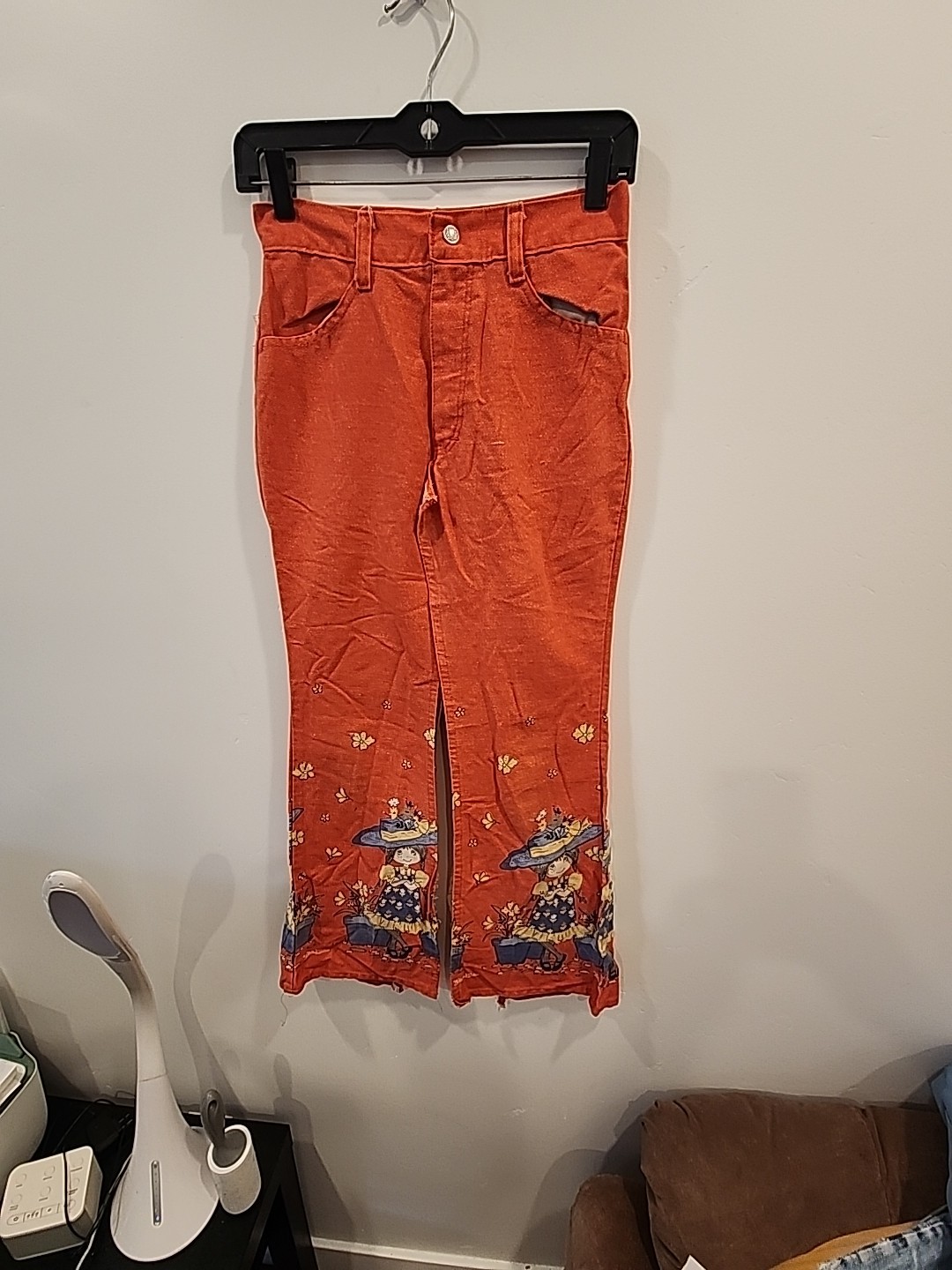 sears 70’s bell bottom pants orange petticoats pantaloons girls 14 26 w jeans