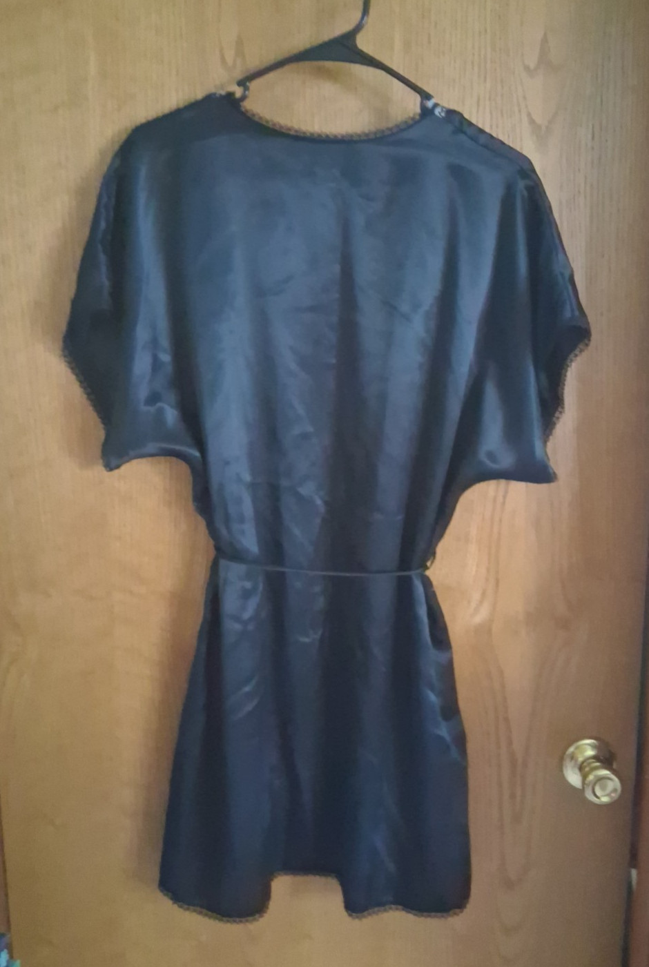 VTG Val Mode Pajama Set w Robe Black Gray Made in the USA Sz Medium runs small