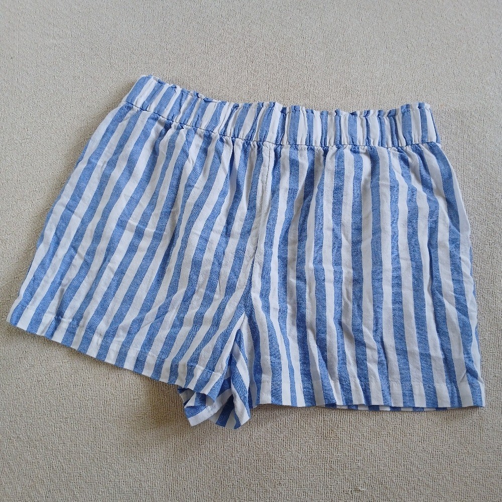 sonoma linen striped pull on shorts xl coastal summer lakeside americana blue