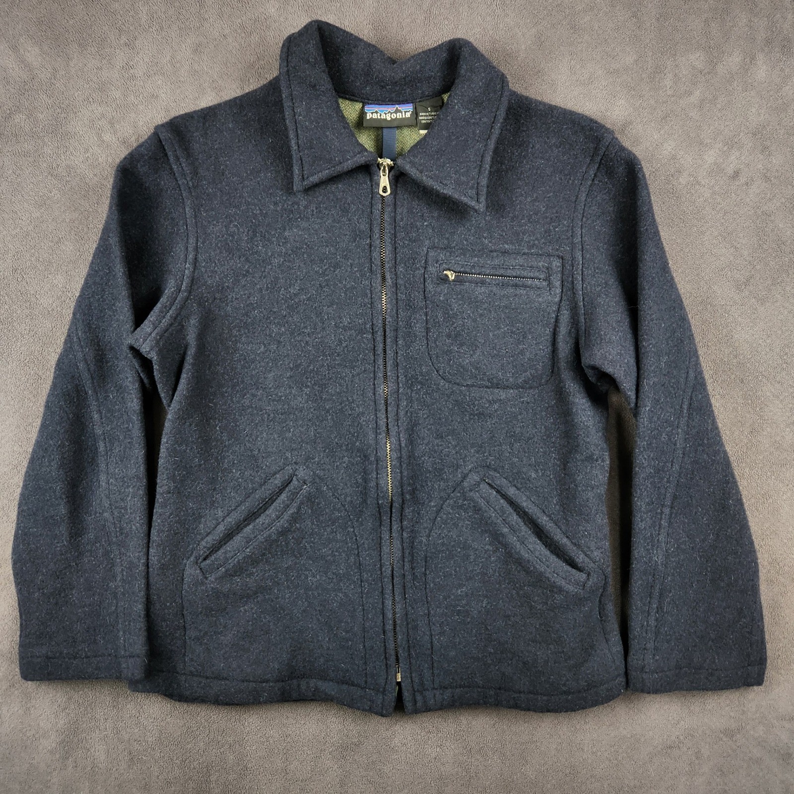 Vintage Patagonia Northwest Parka Womens Small Navy Blue Wool Jacket 27400