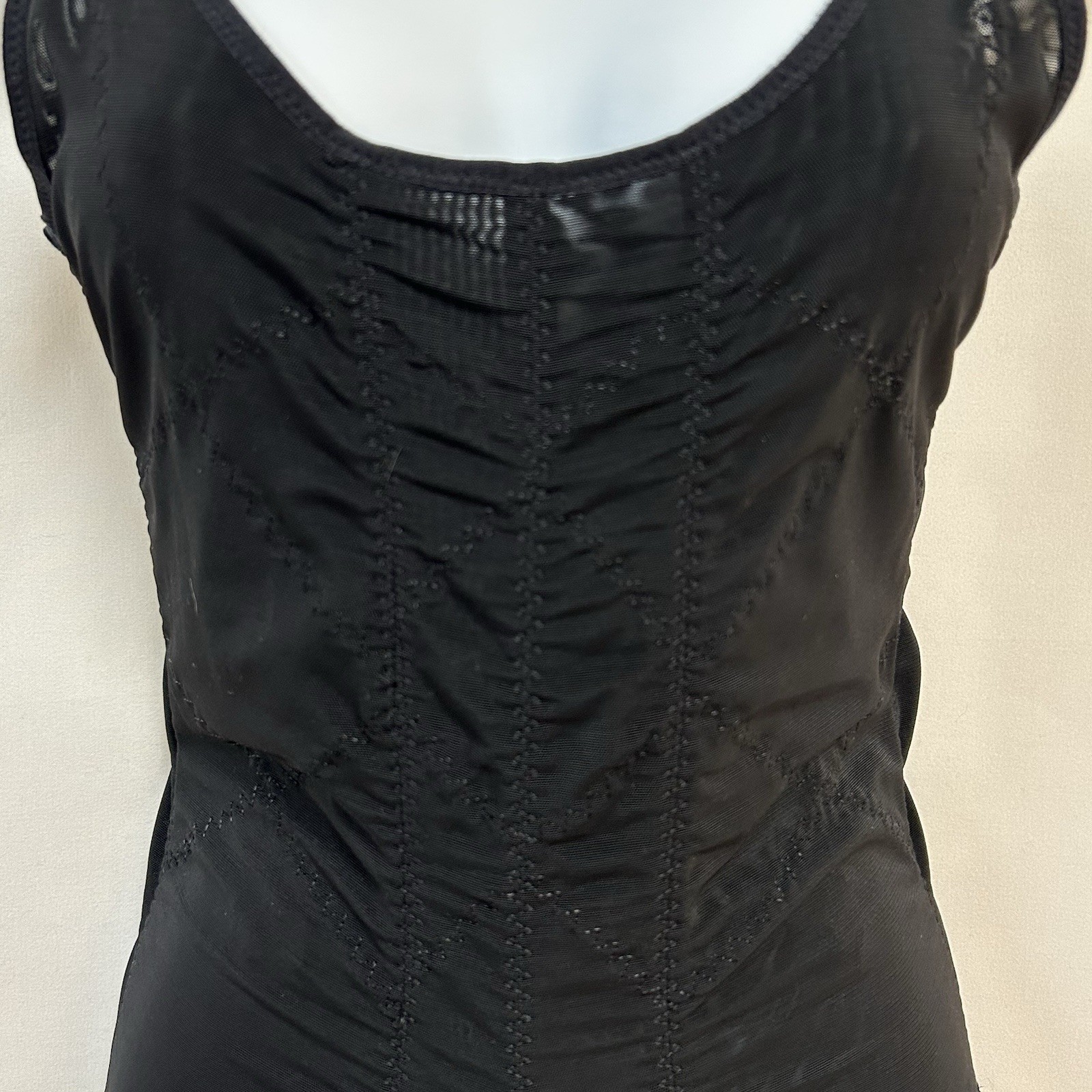 Supplim Shapewear Large Black Long Leg Crotchless Bodysuit Waist Cincher