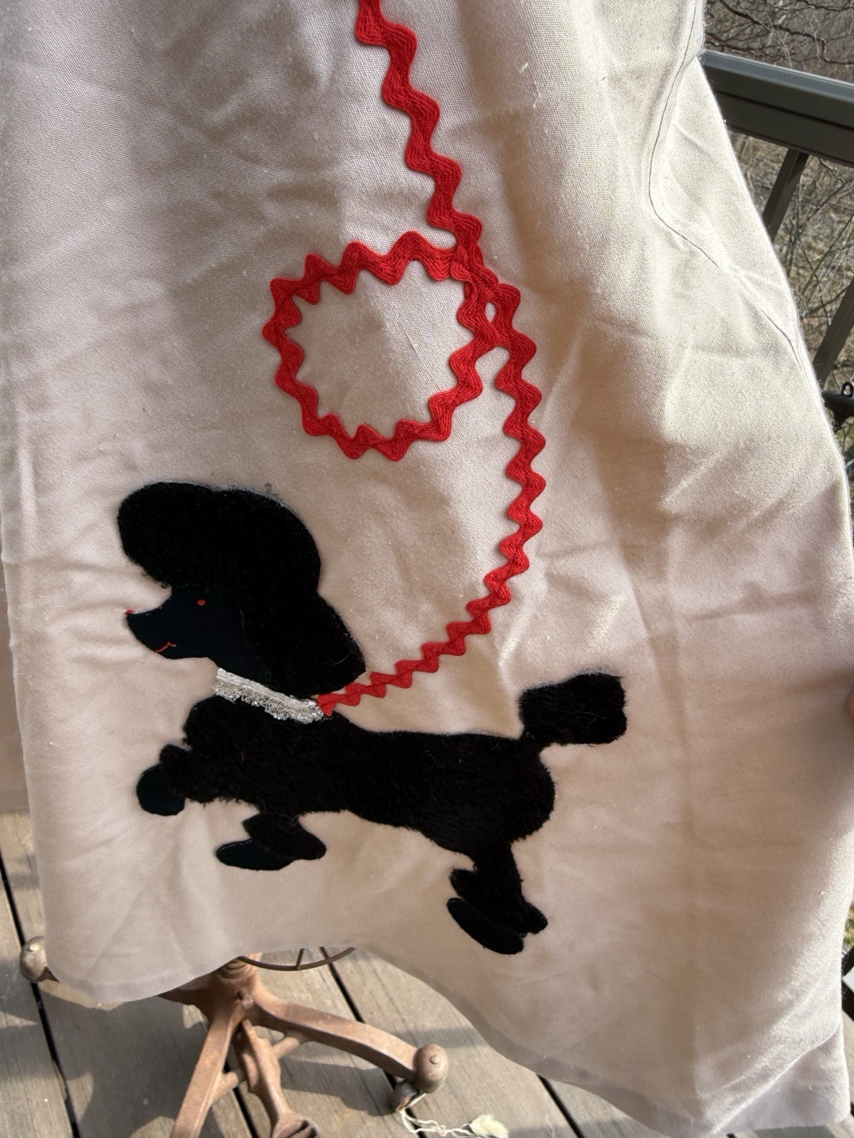 Vintage Wrap Around Poodle Beige Skirt Red Ri- Rac Black Felt Dog
