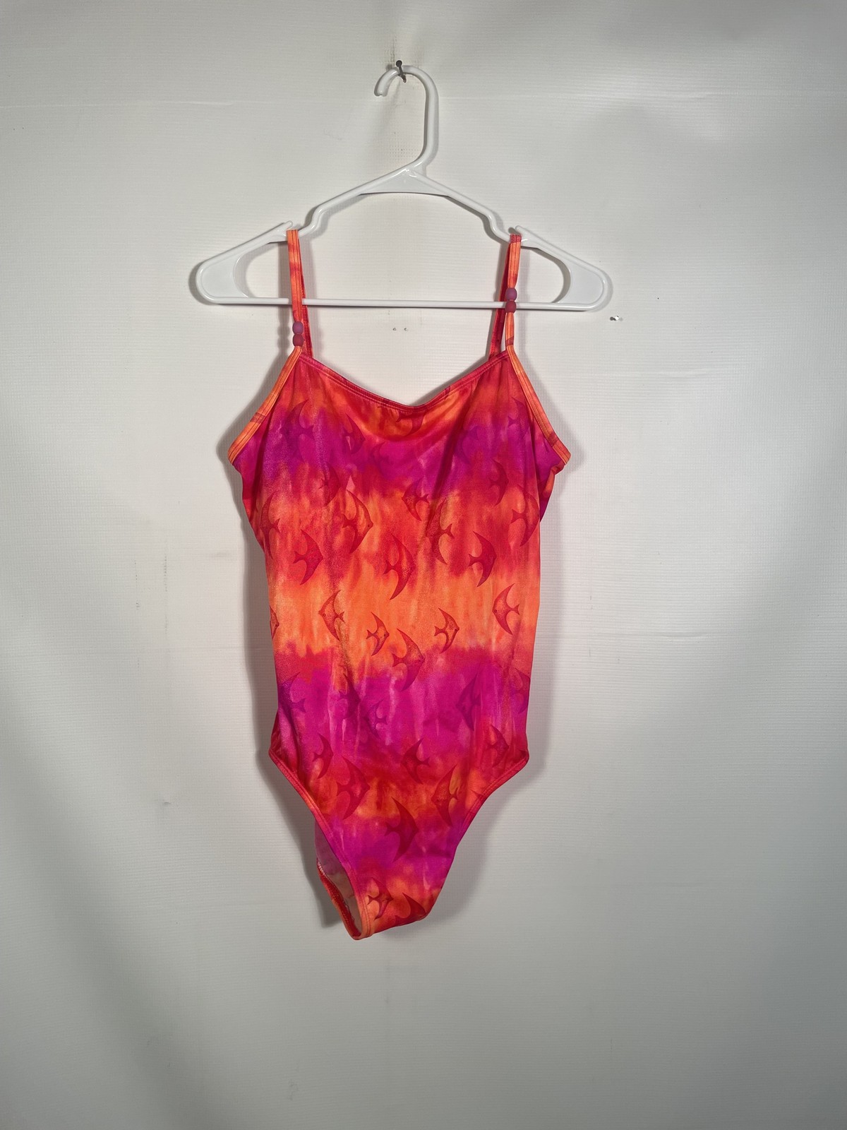 Vintage 1990s Neon Fish Print One Piece Bathing Suit Size L