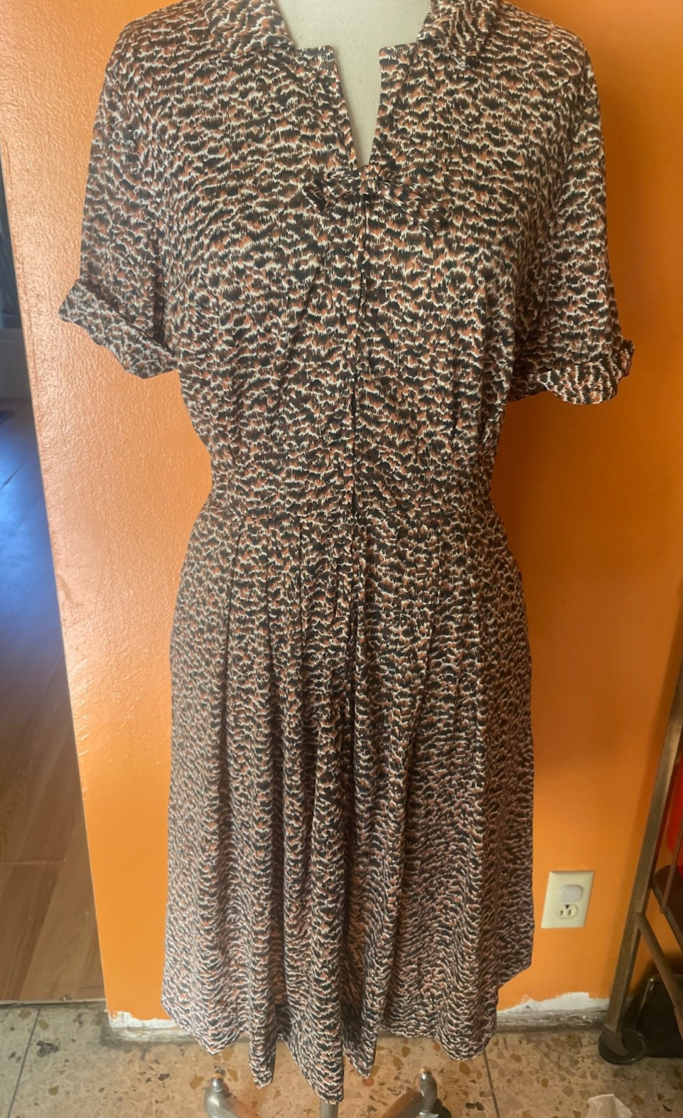 Vintage Nylon Jersey Front Zip Day Dress 1950s 50s 1960s 60s Sz m Mad Men
