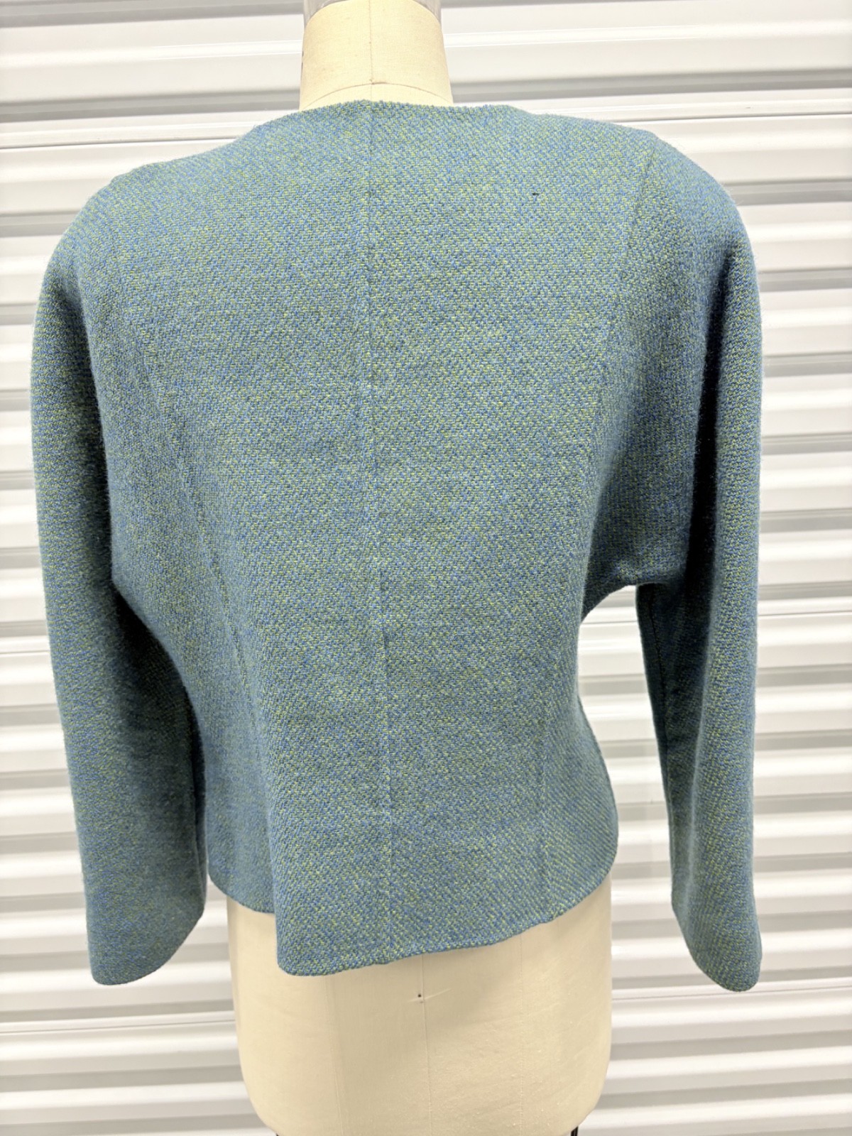 Vintage 1980s Carolyne Roehm Blue/Green Tweed Sculpted Jacket – Asymmetric 12