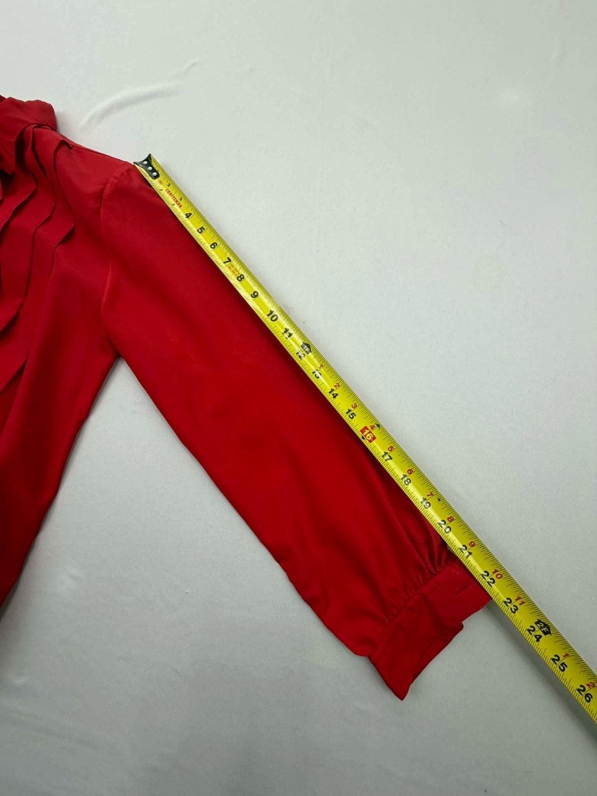 Vintage Count Romi Ltd. Red Pleated Tuxedo Front Button Blouse