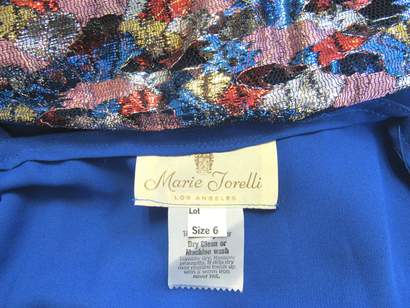 VINTAGE 1960s MARIE TORELLI DRESS & COVER SIZE 6 BLUE POLY ACETATE METALLIC NWT