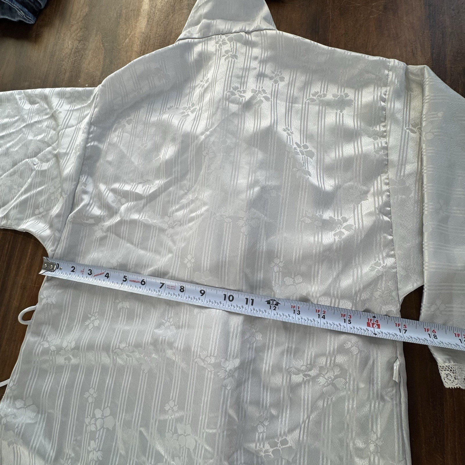Vtg Christian Dior Night Robe Womens 34 Inch Light Gray Striped Lingerie Lounge