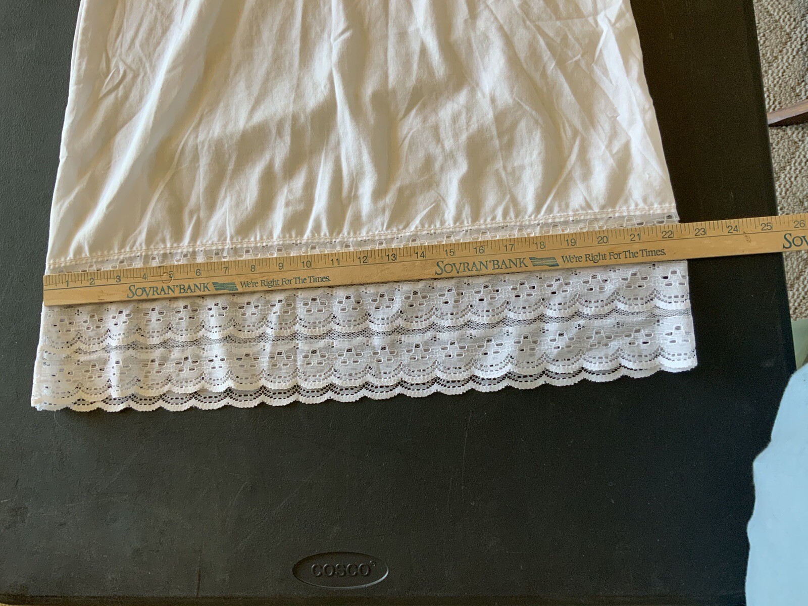VTG Figurfit by Indera Size 34 White Poly/Cotton W/ Lace Full Slip Babydoll