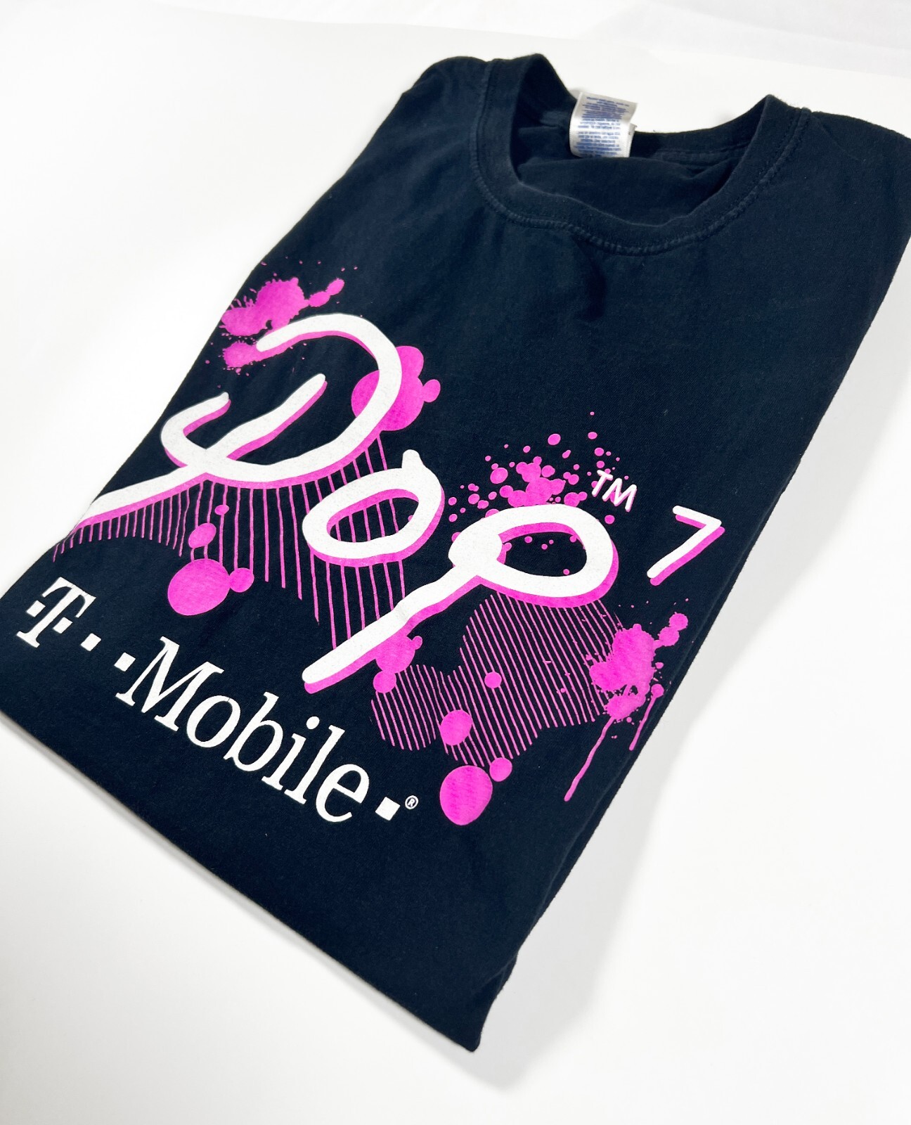 T-Mobile Pop 7 / Alcatel Promo T-Shirt, Black + Neon Pink Ladies Cut Small