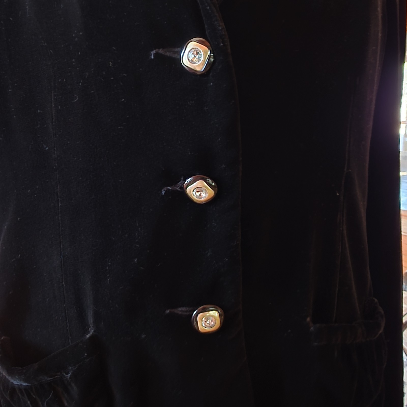 Parisian Vtg 90s Blazer Jacket W’s Sz 10 Silk Blend Black Velvet 3 Button Lined