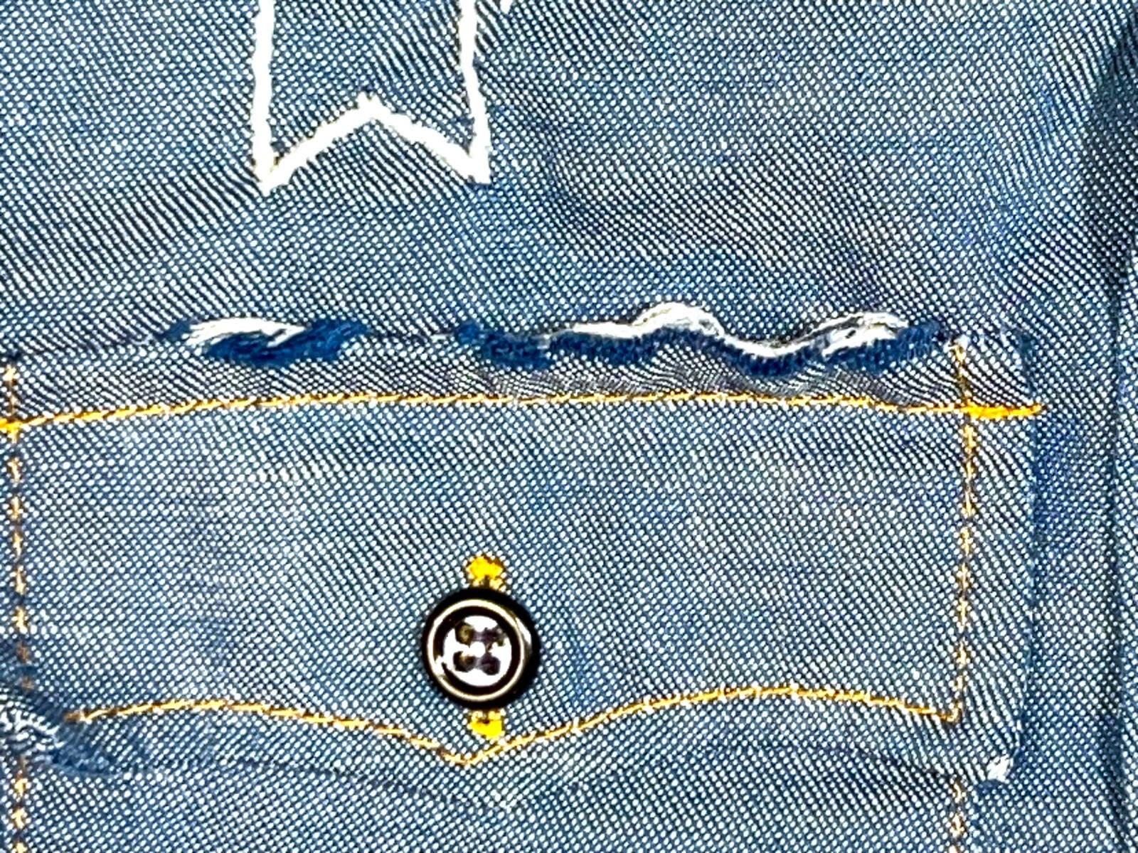 Wrangler VTG 70s Chambray Selvedge Denim Jean Embroidered Shirt Top XS/S/M
