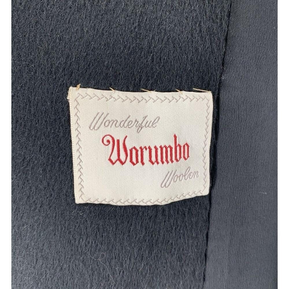 Vintage 40’s Worumbo Woolen Midi Coat Womens XL Wrap Black Back Button Luxury
