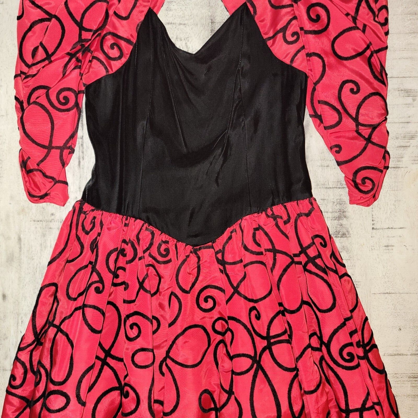 Vintage Gunne Sax Vintage Velour Embossed Cocktail Formal Dress with Sleeves