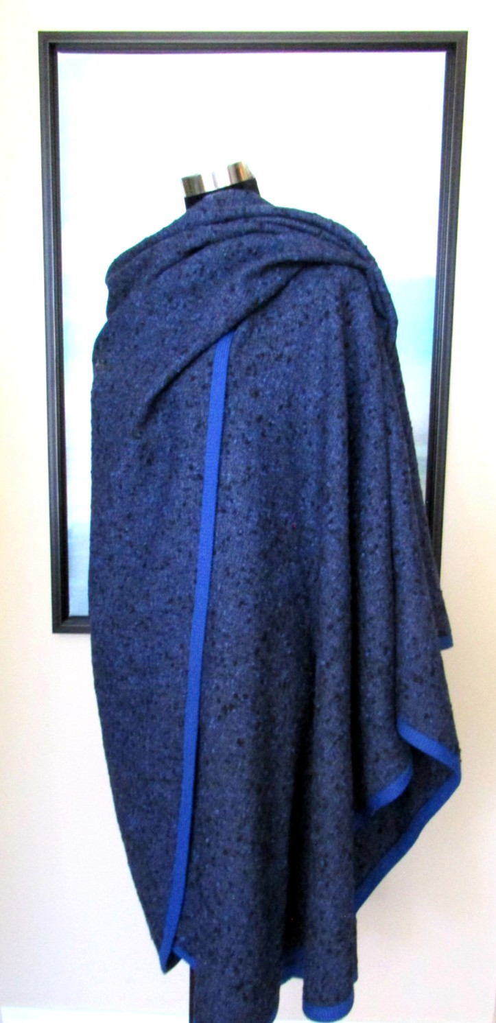 VTG 70’s Yves Saint Laurent Rive Gauche Blue Wool Cape Coat Made in France Sz 38