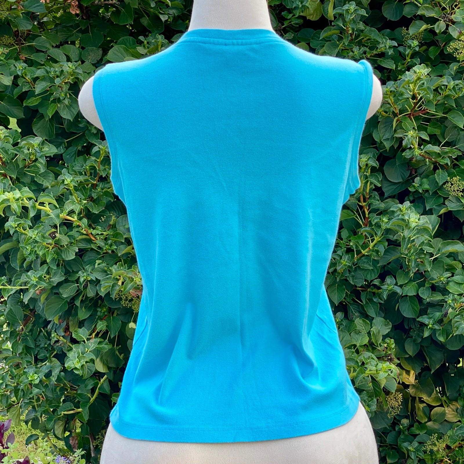 Vintage 90s Sonoma Turquoise Cotton Vneck Tank Top Athleisure Loungewear – S