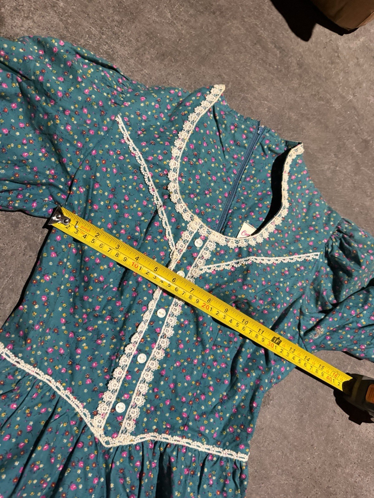 Vintage 1970s Candi Jones California Prairie Boho Floral Dress Cottage Core
