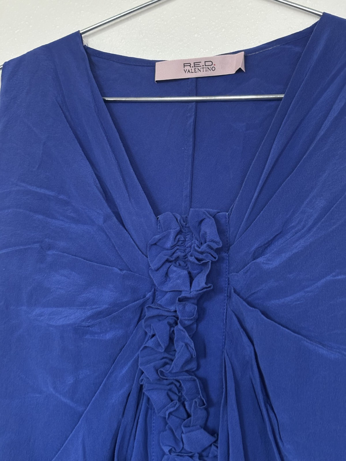 RED Valentino Vintage Cobalt Blue Dress 100% Silk Size L