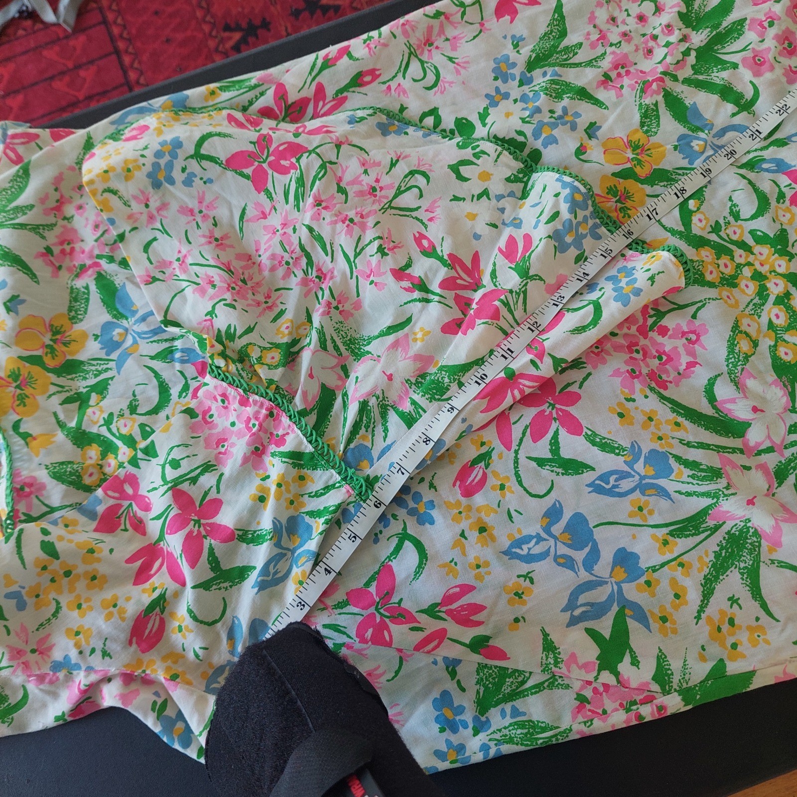 Vintage 60s 70s Floral Maxi Dress Bell Sleeve Boho Garden Print White Multi