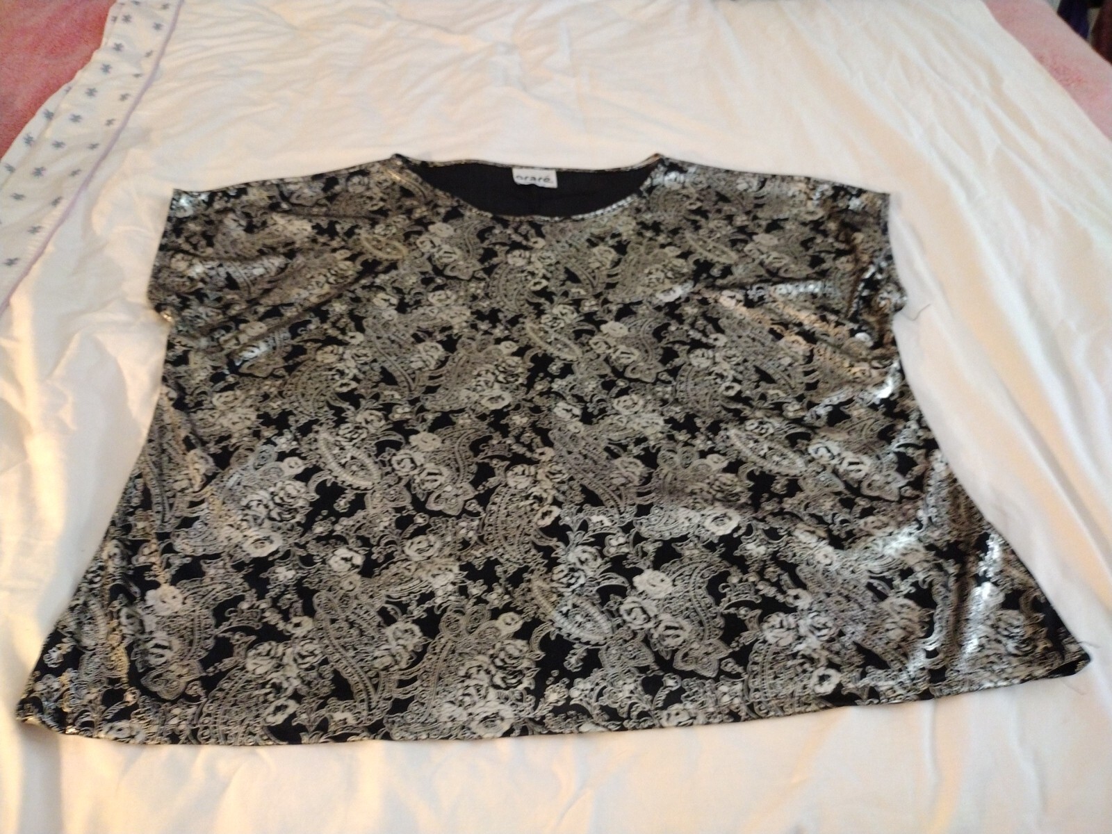 Vintage Black And Silver Orare Blouse M/L.