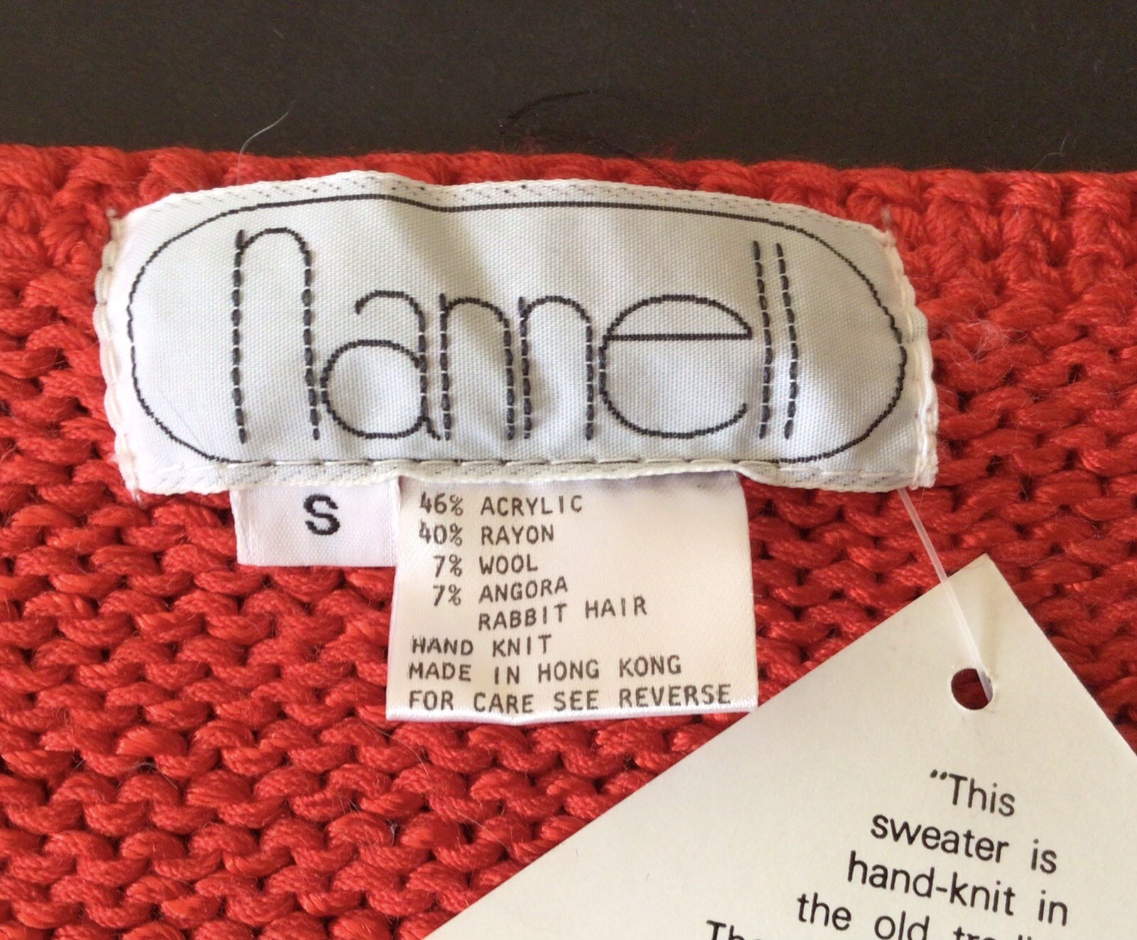 Vtg 80’s NWT Nannell Beaded Sweater Red Puff Sleeve Hand Knit Rayon Angora S