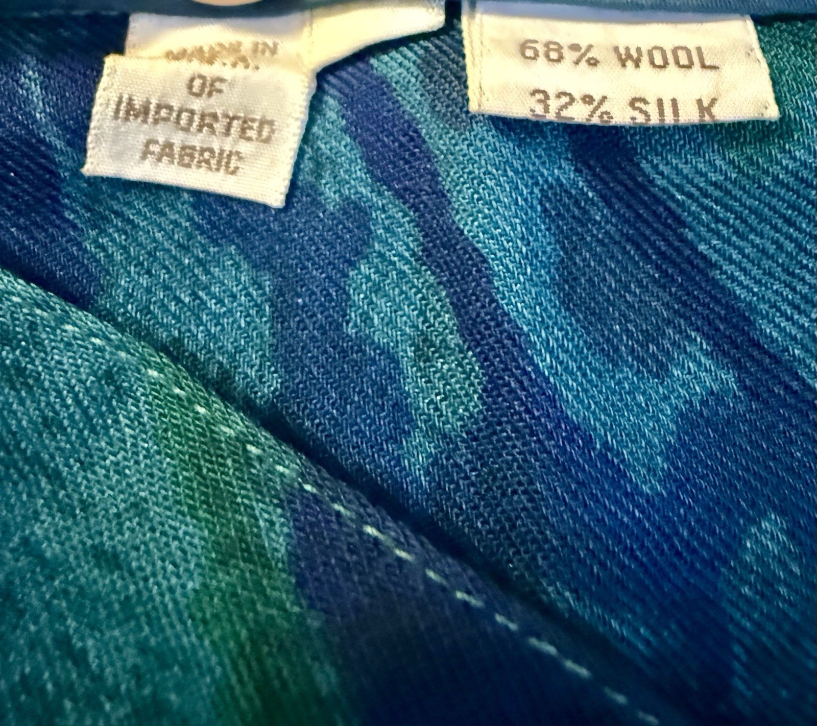 VTG Perry Ellis Wool Silk Paisley Skirt 14 Midi Green Blue Golden Girl Core 80s