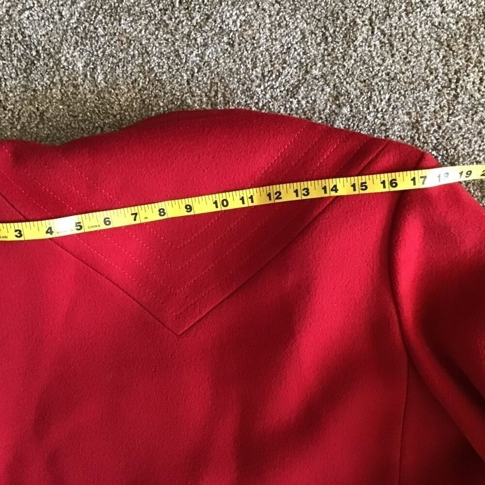 Bromleigh Vintage Red Wool Coat Stand Collar Button Front Satin Lined Women