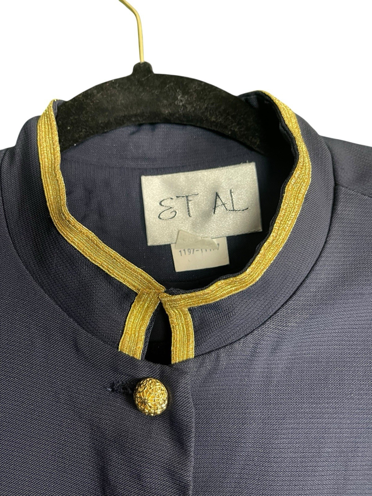 Vintage Et Al By Ronnie Rosado Blue Military Style Blouse Size 12 80s 90s Style