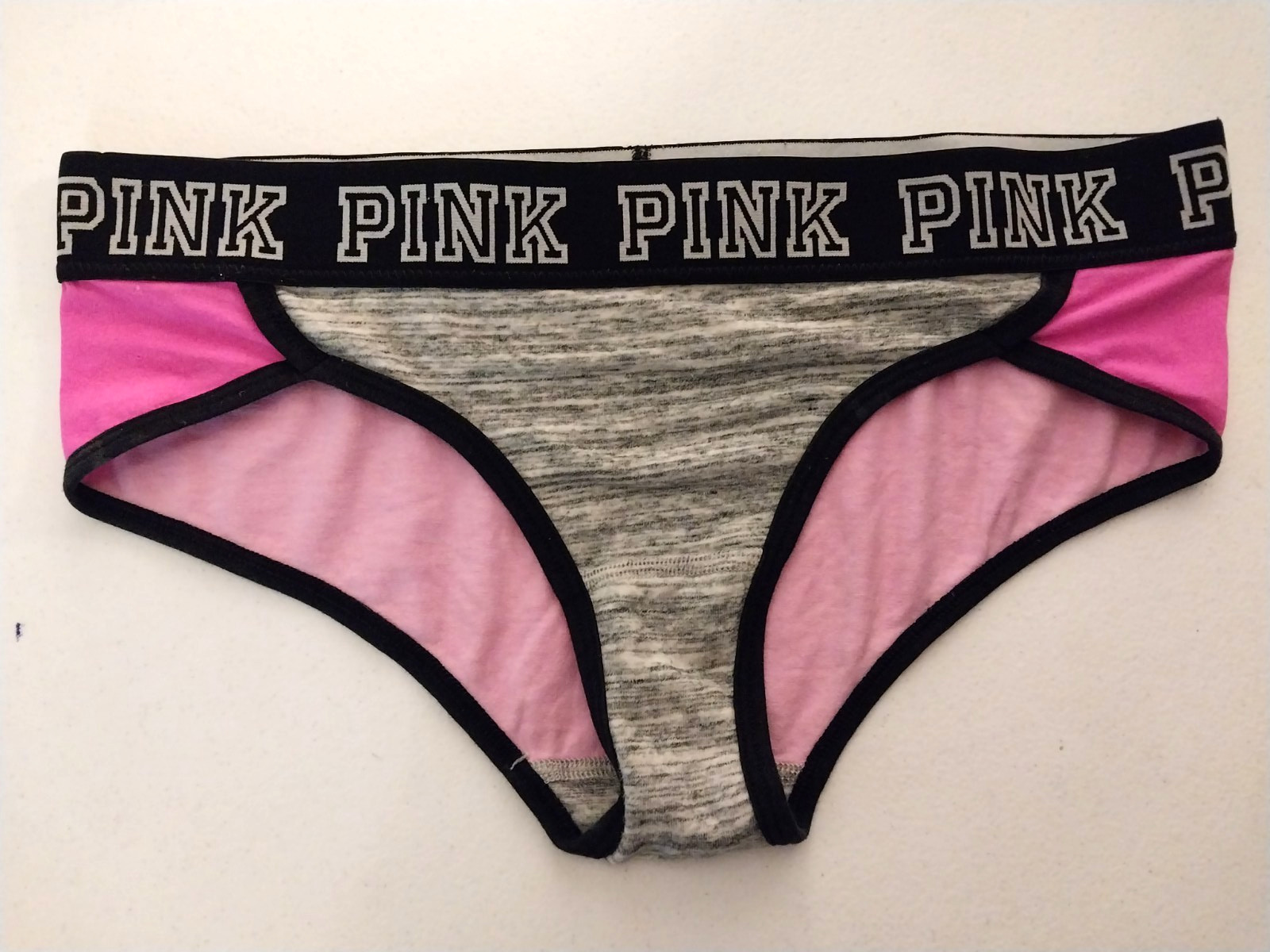 VTG PINK Victoria’s Secret PANTIES WIDE WAIST LOGO BAND M NEW