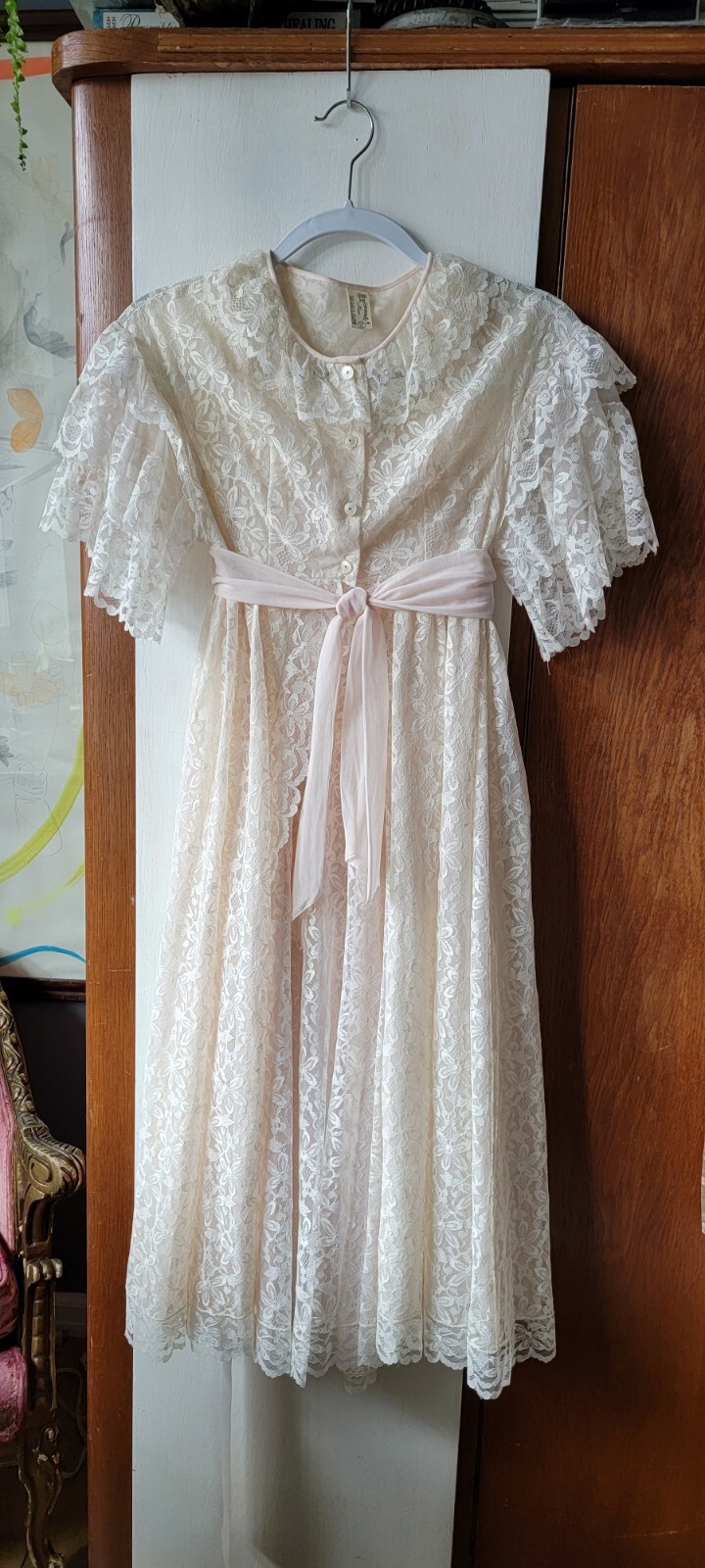 Vintage Aristocraft By Superior Lace Lingerie Robe+Nightgown Peignoir 2pc Sz 32