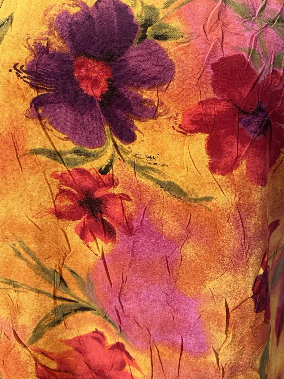 Vintage 1990s Bright Floral Crepe Sleeveless Maxi Dress