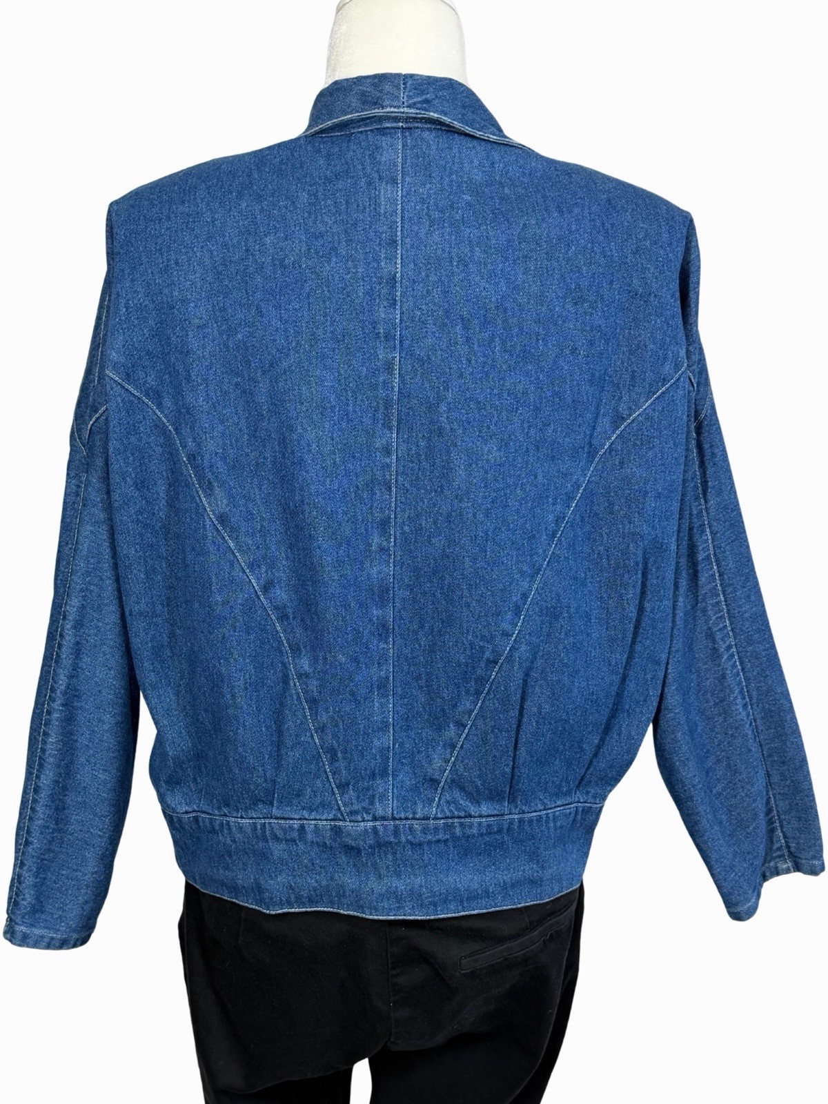 Vintage Pado Jean Jacket Women’s Medium Rhinestone Embellished 80s USA Denim