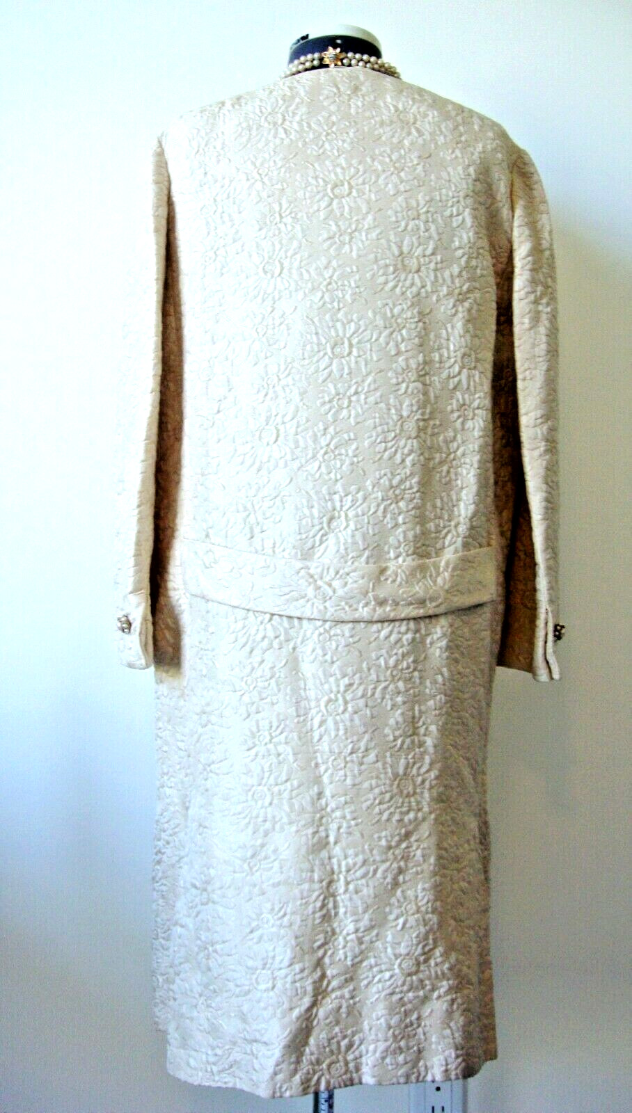 Vintage Coat Dress by Designer Charles Cooper Quilted Ivory Matelasse