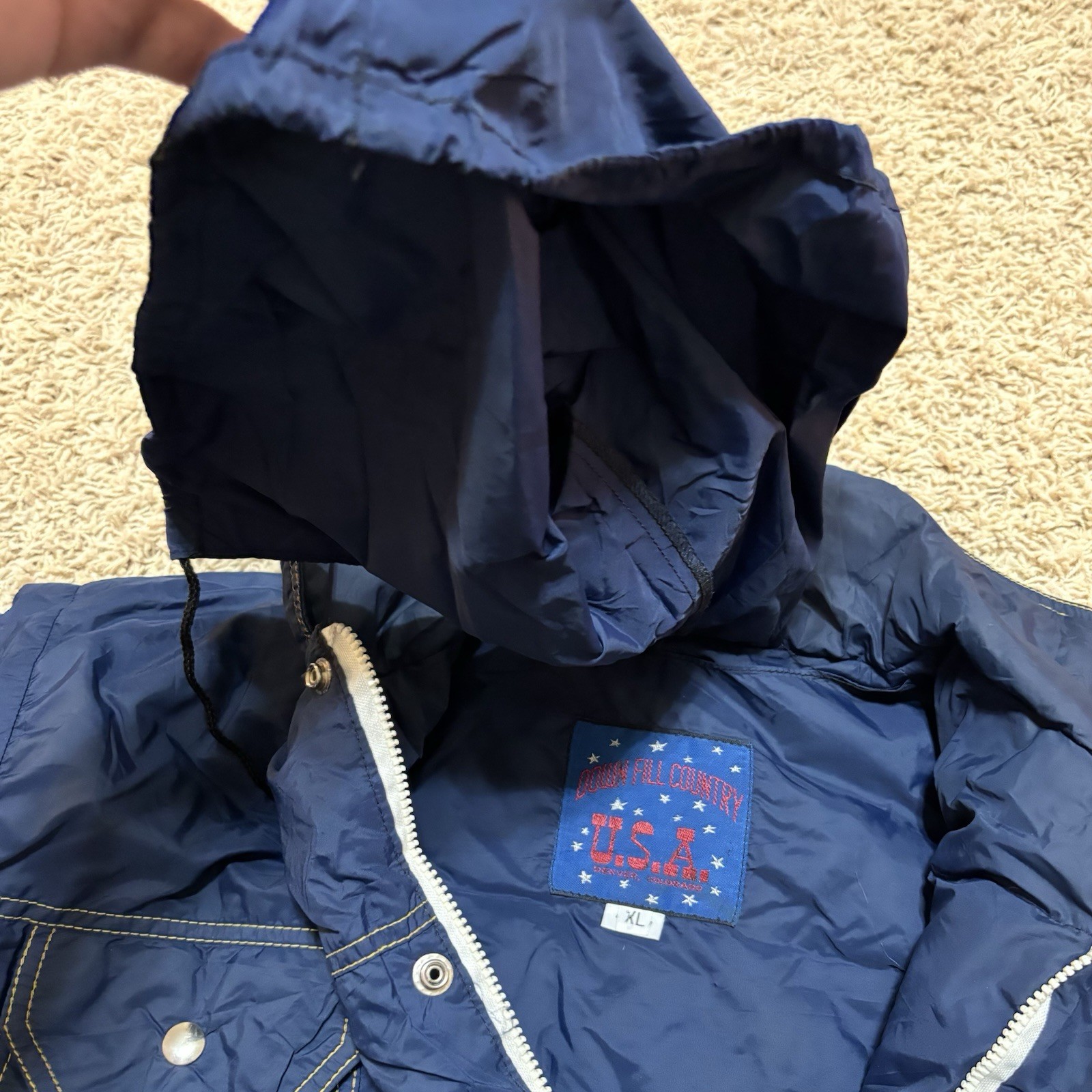 Down Filled Country USA vintage Zip Puffer Jacket blue Women’s XL