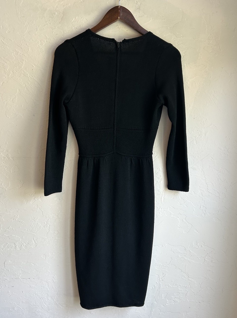 Vintage 70s 80s St. John Dress S Black Santana Knit Quiet Luxury Designer