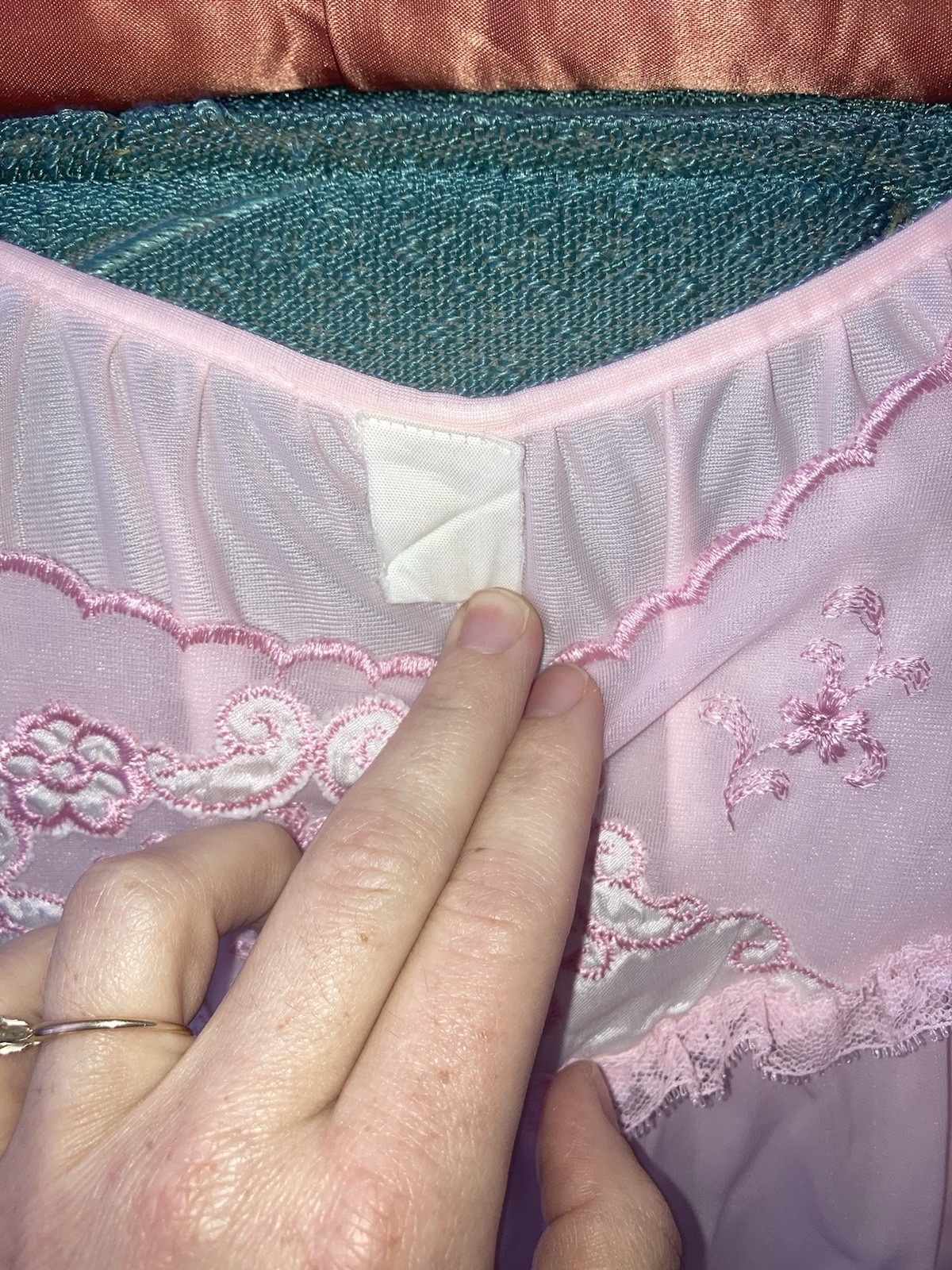 Vintage Pink babydoll Nightgown Short sleeve Floral Sheer Medium CHECK DETAILS!