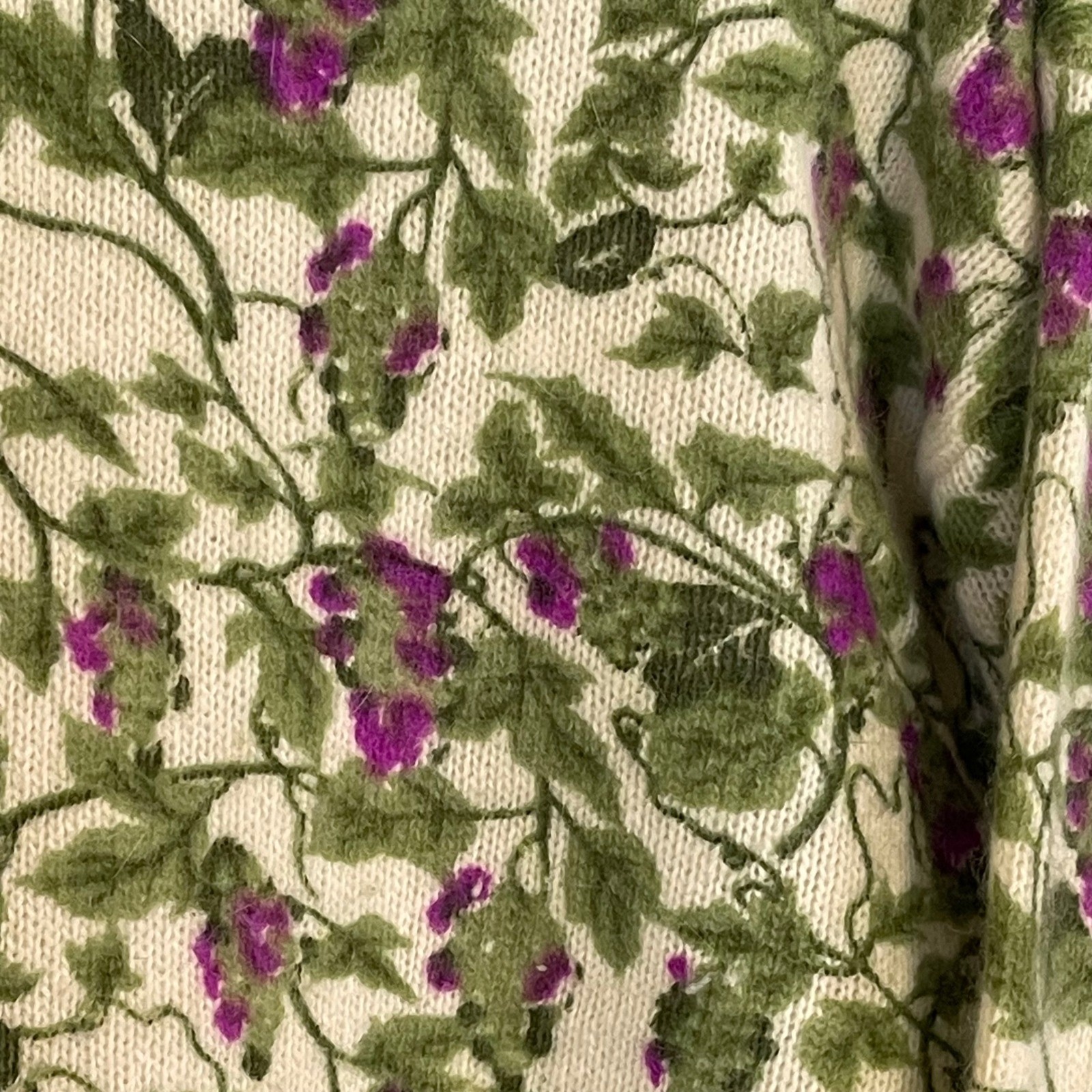 Bleyle Vintage Grape Vine Garden Floral Cardigan Sweater 90s Y2K Grandma