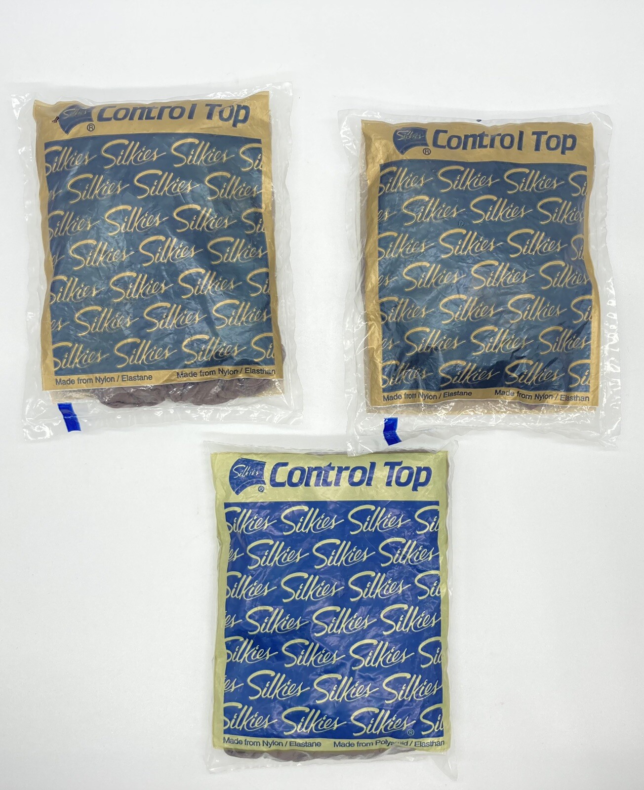 VTG SILKIES Control Top Pantyhose Nylon Polyamid Medium Taupe 725 070205 NEW 3pr