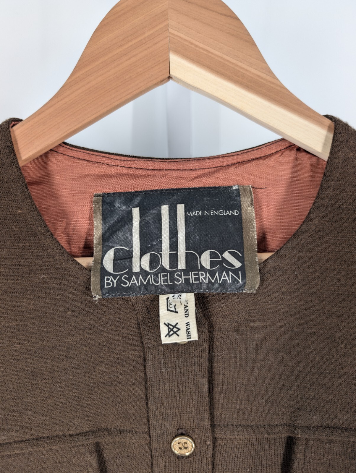 Clothes by Samuel Sherman Vtg 70s UK England Knit Mod Brown Trucker Jacket 34″