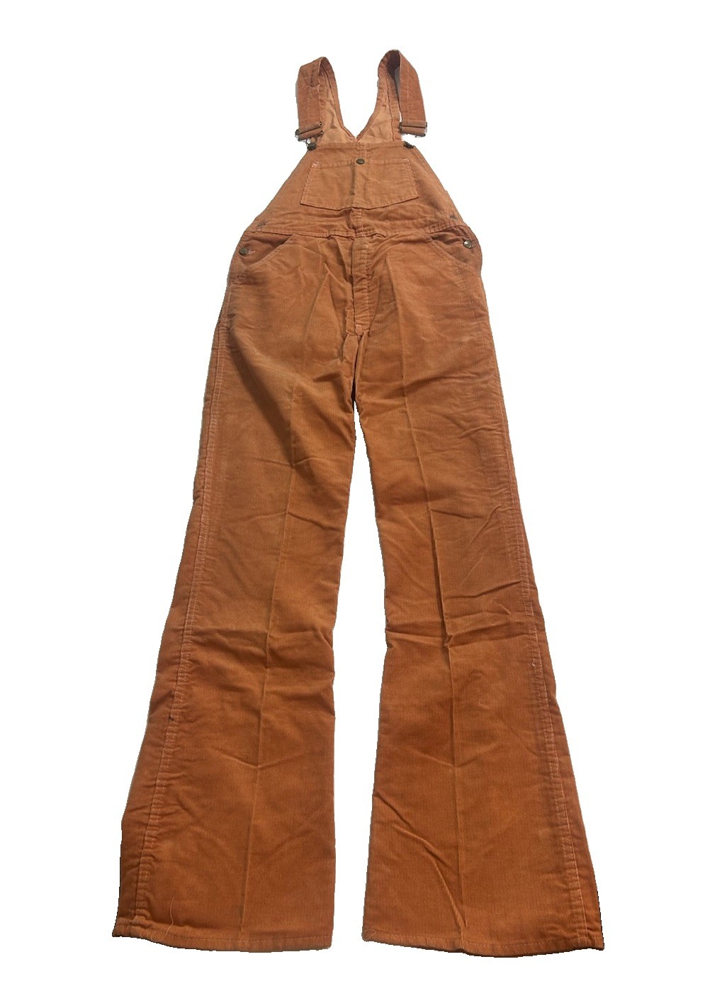 1970s Oshkosh Bgosh Vintage Corduroy Flared Vestbak Overalls 32×34 Rare USA