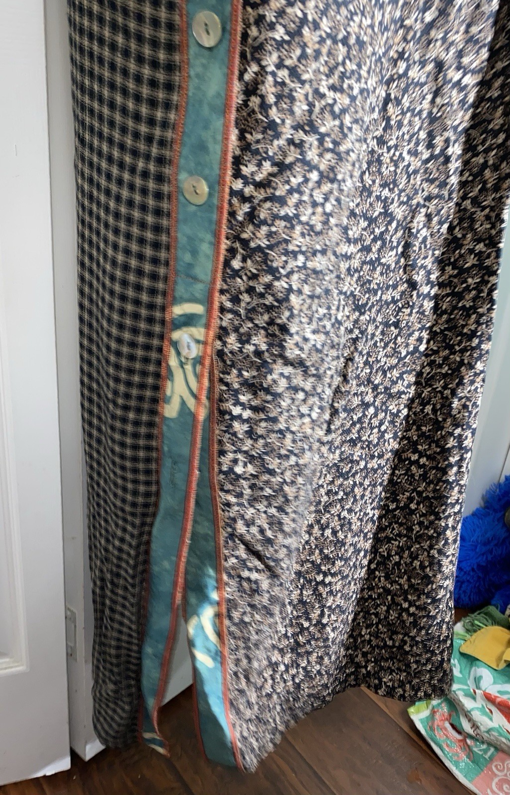 Vintage FAITH 90’s Boho Patchwork Sleeveless Dress L Rayon Art To Wear Maxi AA21