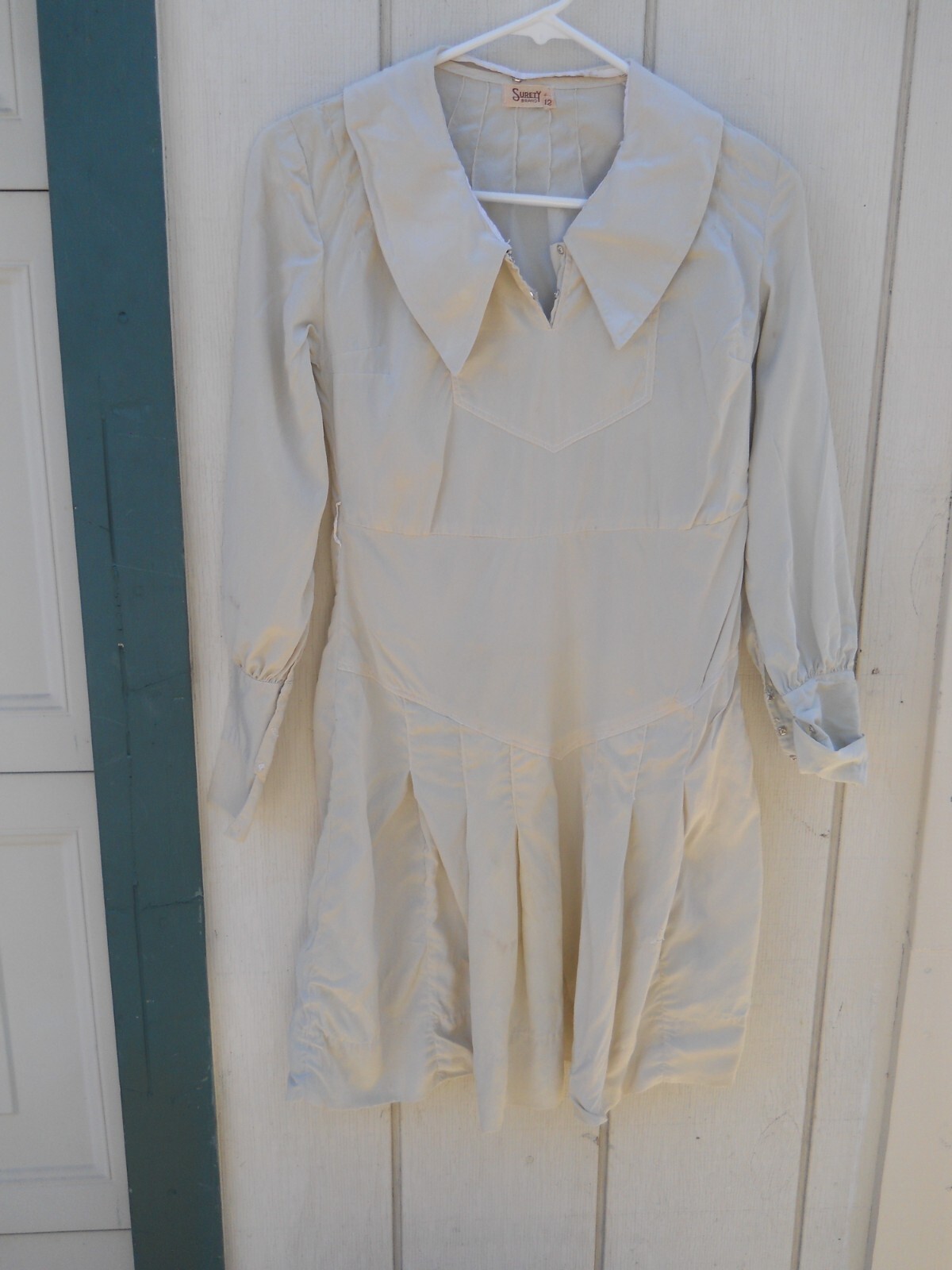 TWO DRESSES VINTAGE 40’S WOMEN’S SILKY GREY LONG SLEEVE DRESS SZ 34 &SZ 12 AS IS