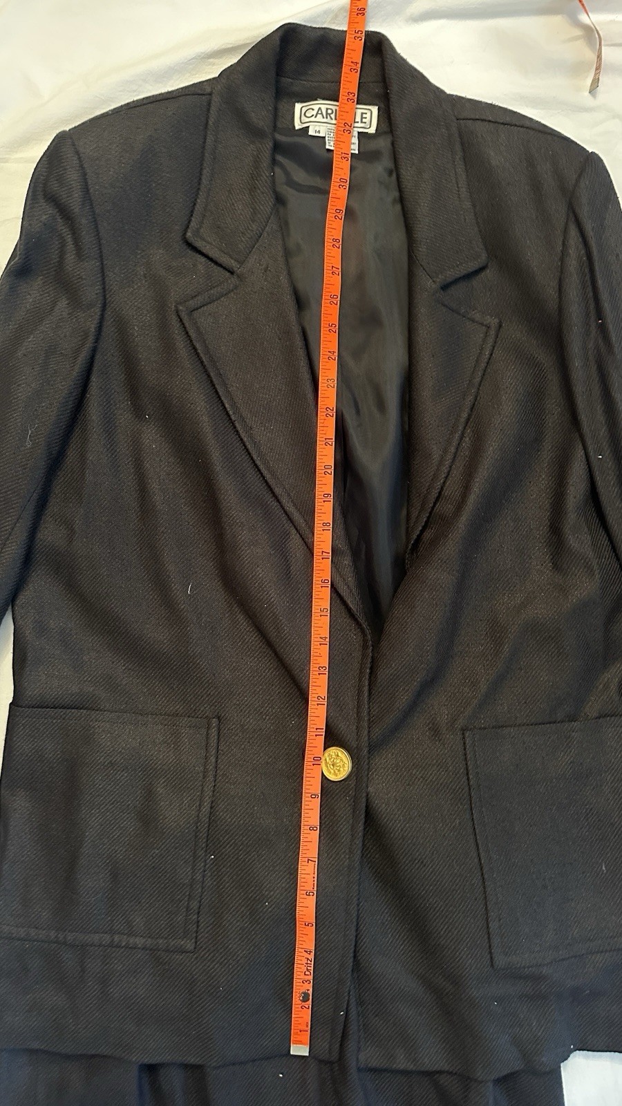 Carlisle Women’s Suit Set 100% Silk -Jacket Skirt-Black – 14
