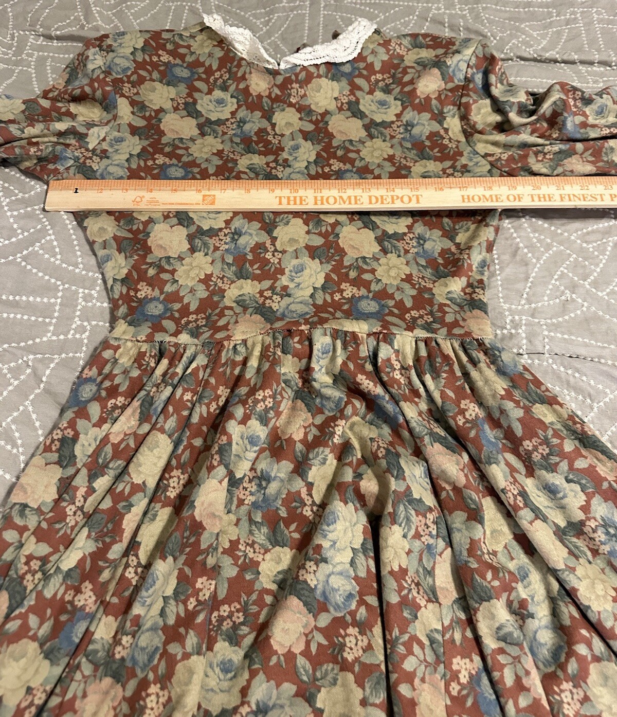 Vtg Expo Floral Maxi Dress Western 13/14 Cottagecore Prairie Modest USA Read 80s