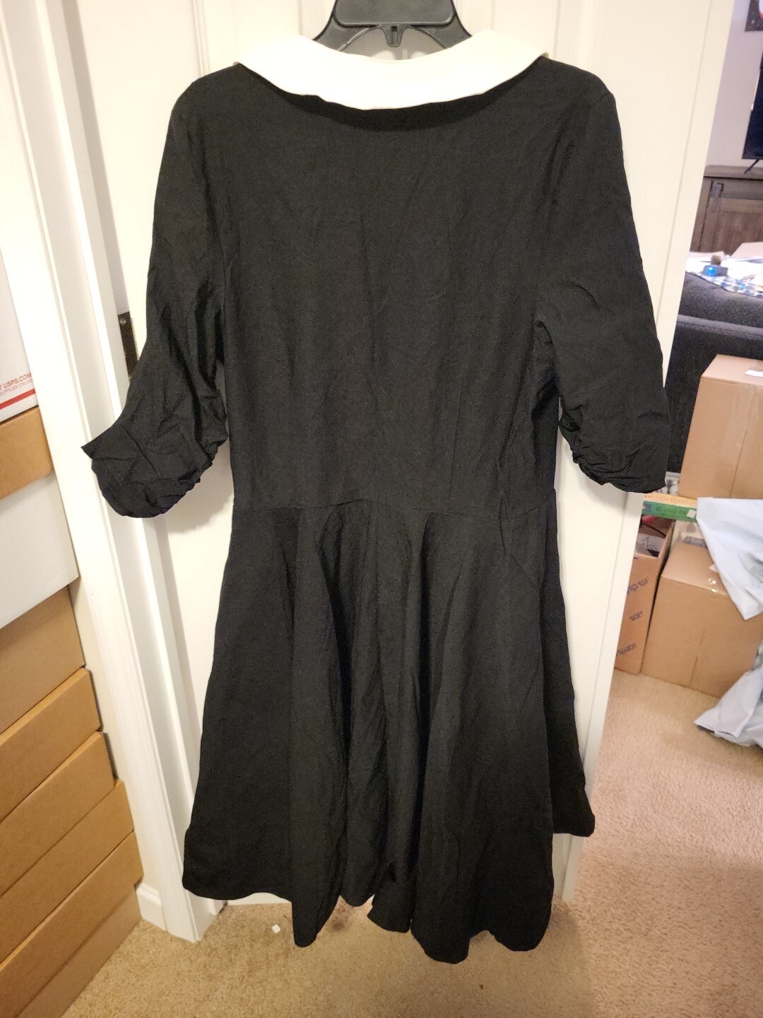 Unique Vintage Dress. 4XL Black And Ivory. Style Code K240.